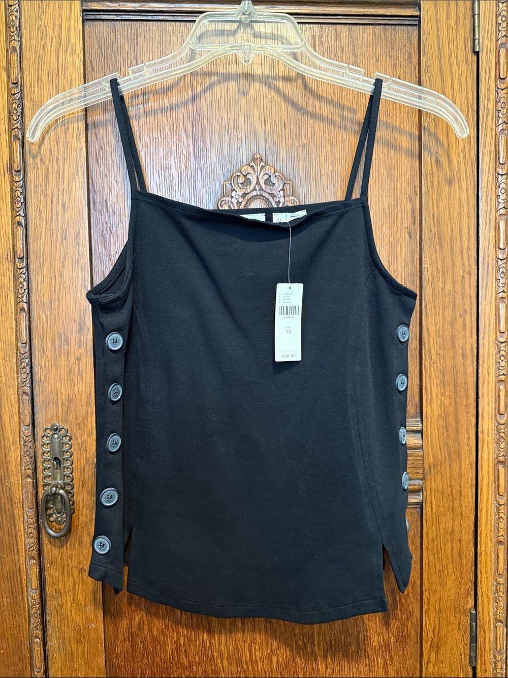 Meadow Rue Black Button-Side Cami Tank
